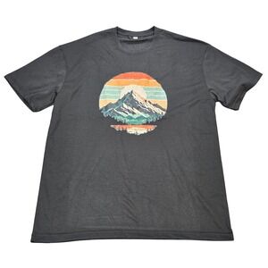 Fashion Graphic T-Shirt‎ Men's Size XL Black Mountain Sunset Short Sleeve